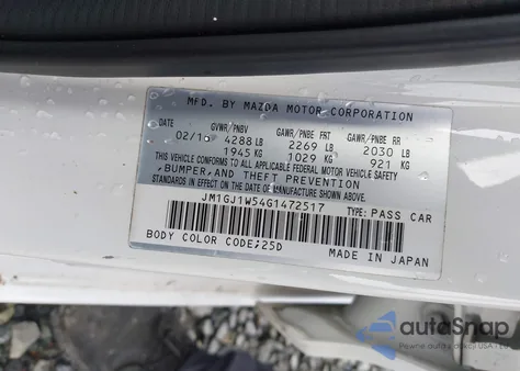 2016 Mazda Mazda6 I Grand Touring z USA, uszkodzony, nr VIN JM1GJ1W54G1472517